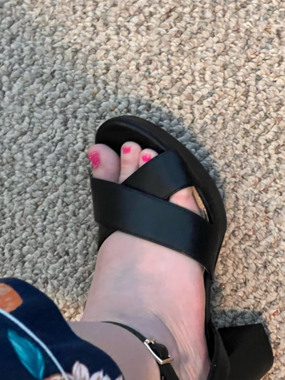 Kelly & Katie Black Crisscross Ankle Strap Block Heels - Picture 10 of 16